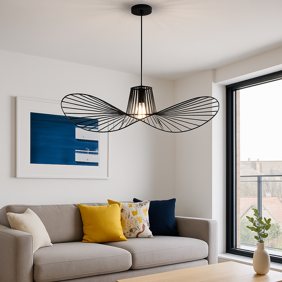 ELIAS Závěsný lustr 60cm, 1x E27, Kov, Nastavitelná výška, Černá Moderní Lustry Výchozí název Alessandro Design