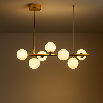 Moderní lustr LOFT Pavilion, 7x G9, zlatý, kov, výškově nastavitelný Moderní lustry Výchozí název Alessandro Design