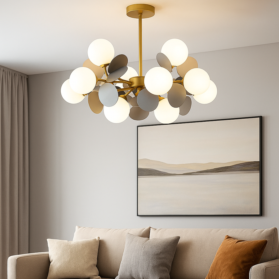 Závěsný lustr SVEN, 15x G9, šedý LED lustr Výchozí název Alessandro Design
