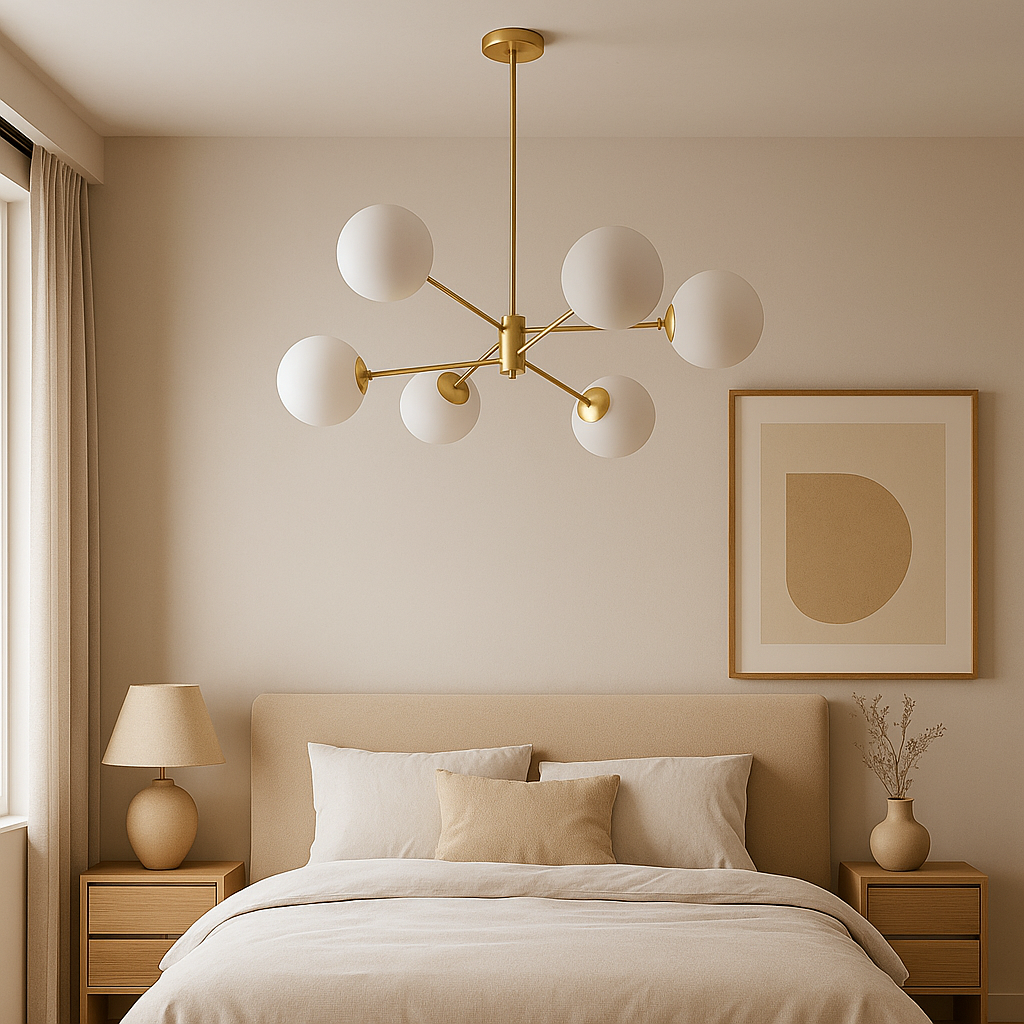 LOFT závěsný lustr, 6x E27, zlaté moderní lustry Výchozí název Alessandro Design