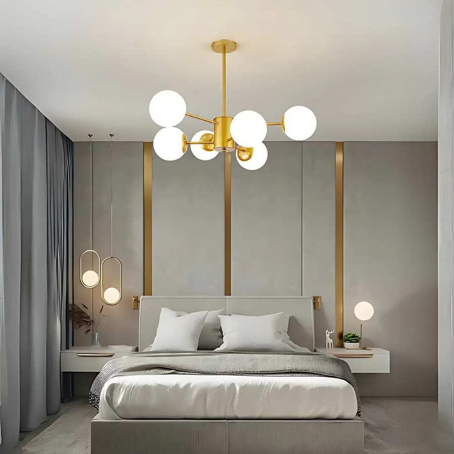 LOFT závěsný lustr, 6x E27, zlaté moderní lustry Výchozí název Alessandro Design