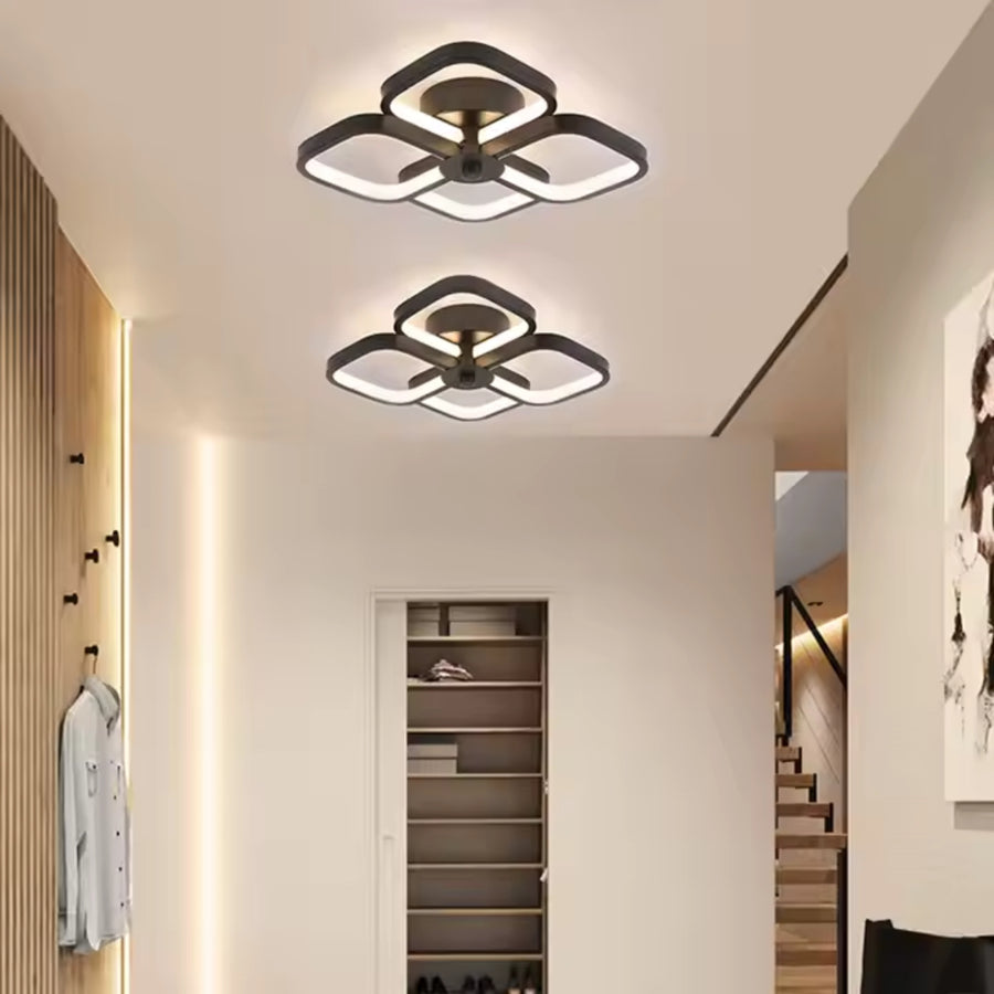LED lustr VERTEX Tesser 34W, 4 čtverce, studené/teplé/neutrální světlo, černé LED lustry Výchozí název Alessandro Design