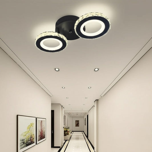 LED lustr s dálkovým ovládáním a krystalem NOVA ROTONDA 32W, 2 kruhy, studené/teplé/neutrální světlo, stmívatelné, černé křišťálové LED lustry Výchozí název Alessandro Design