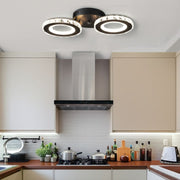 LED lustr s dálkovým ovládáním a krystalem NOVA ROTONDA 32W, 2 kruhy, studené/teplé/neutrální světlo, stmívatelné, černé křišťálové LED lustry Výchozí název Alessandro Design
