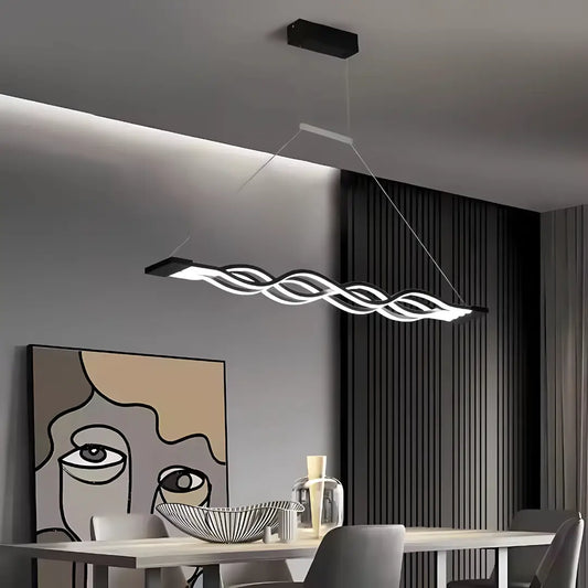 Závěsný LED lustr s dálkovým ovládáním WAVE 89W, lineární, studené/teplé/neutrální světlo, stmívatelný, černý, výškově nastavitelné LED lustry s dálkovým ovládáním Výchozí název Alessandro Design