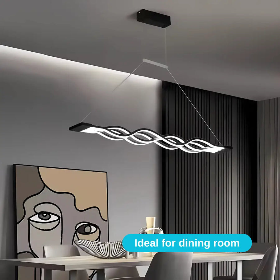 Závěsný LED lustr s dálkovým ovládáním WAVE 89W, lineární, studené/teplé/neutrální světlo, stmívatelný, černý, výškově nastavitelné LED lustry s dálkovým ovládáním Výchozí název Alessandro Design
