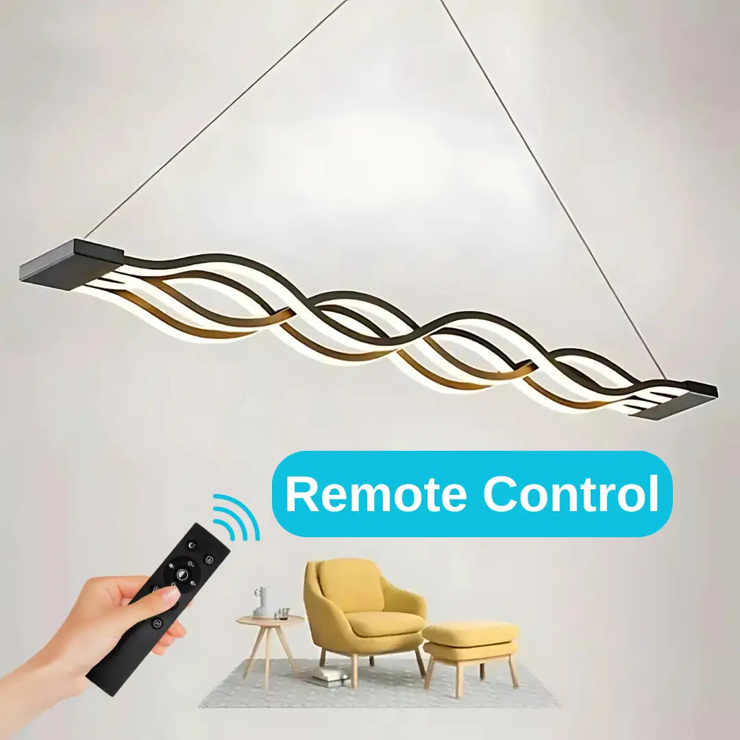 Závěsný LED lustr s dálkovým ovládáním WAVE 89W, lineární, studené/teplé/neutrální světlo, stmívatelný, černý, výškově nastavitelné LED lustry s dálkovým ovládáním Výchozí název Alessandro Design