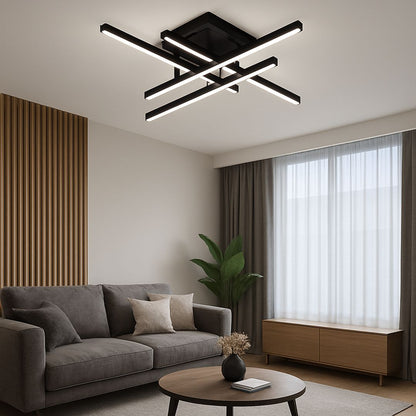 LED lustr s dálkovým ovládáním LINEX, 52W, 4 prvky, lineární, studené/teplé/neutrální světlo, stmívatelné, černé LED lustry s dálkovým ovládáním Výchozí název Alessandro Design