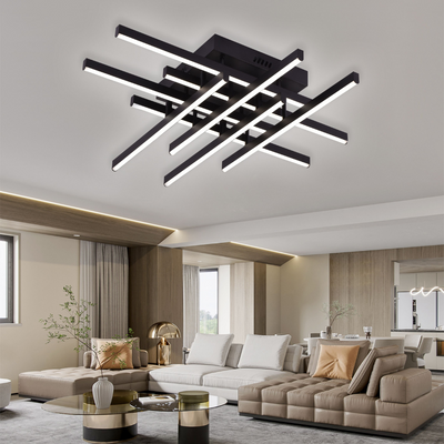 LED lustr s dálkovým ovládáním LINEX, 108W, 8 prvků, studené/teplé/neutrální světlo, stmívatelné, černá