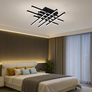 LED lustr s dálkovým ovládáním LINEX, 108W, 8 prvků, studené/teplé/neutrální světlo, stmívatelné, černé LED lustry s dálkovým ovládáním Výchozí název Alessandro Design