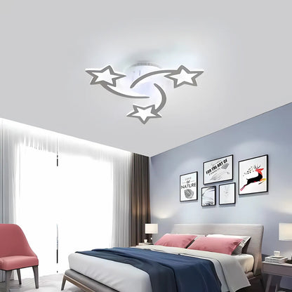 LED lustr s dálkovým ovládáním IPOMOEA 51W, 3 hvězdičky, Studené/Teplé/Neutrální světlo, Stmívatelné, Bílý LED lustr s dálkovým ovládáním Výchozí název Alessandro Design