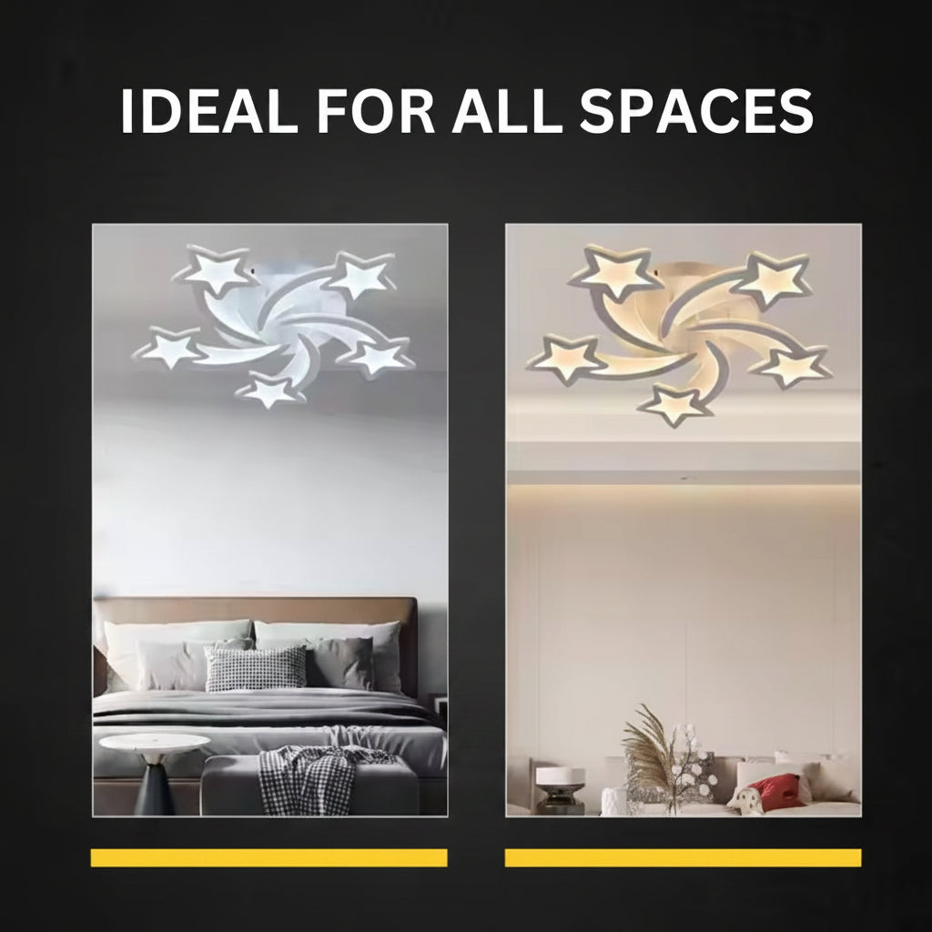 LED lustr s dálkovým ovládáním IPOMOEA 85W, 5 hvězdiček, Studené/Teplé/Neutrální světlo, Stmívatelné, Bílý LED lustr s dálkovým ovládáním Výchozí název Alessandro Design