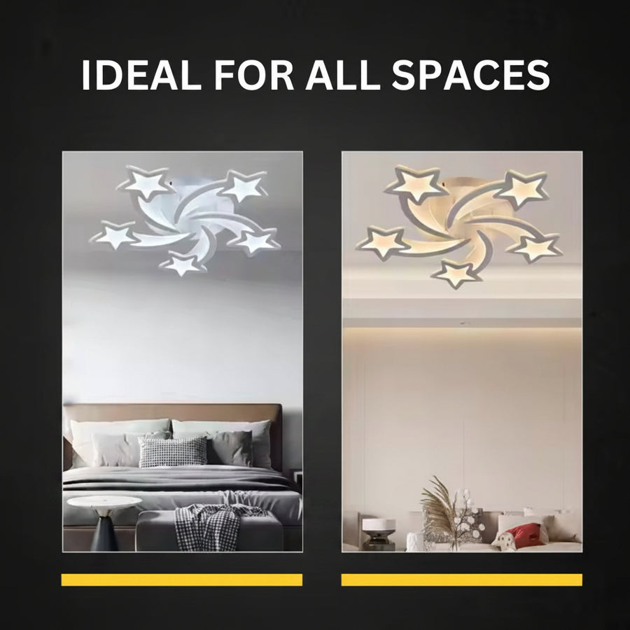 LED lustr s dálkovým ovládáním IPOMOEA 85W, 5 hvězdiček, Studené/Teplé/Neutrální světlo, Stmívatelné, Bílý LED lustr s dálkovým ovládáním Výchozí název Alessandro Design