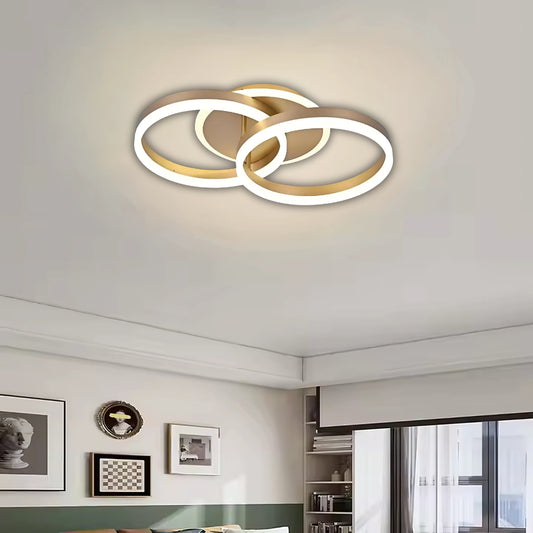 LED lustr s dálkovým ovládáním RINOVA 41W, 2 kruhy, studené/teplé/neutrální světlo, stmívatelné, zlatý LED lustr s dálkovým ovládáním Výchozí název Alessandro Design