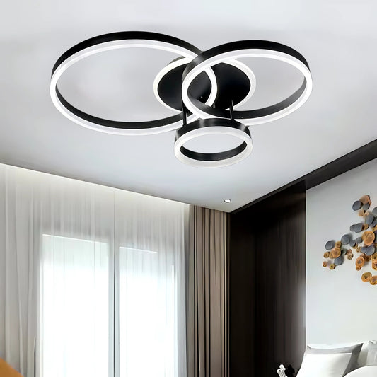 LED lustr s dálkovým ovládáním RIGA LILITH, 68W, 3 kruhy, studené/teplé/neutrální světlo, stmívatelné, černé LED lustry s dálkovým ovládáním Výchozí název Alessandro Design