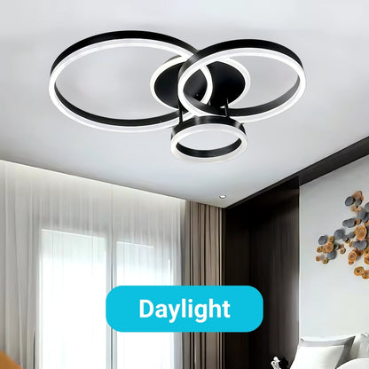 LED lustr s dálkovým ovládáním RIGA LILITH, 68W, 3 kruhy, studené/teplé/neutrální světlo, stmívatelné, černé LED lustry s dálkovým ovládáním Výchozí název Alessandro Design