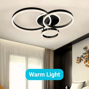 LED lustr s dálkovým ovládáním RIGA LILITH, 68W, 3 kruhy, studené/teplé/neutrální světlo, stmívatelné, černé LED lustry s dálkovým ovládáním Výchozí název Alessandro Design