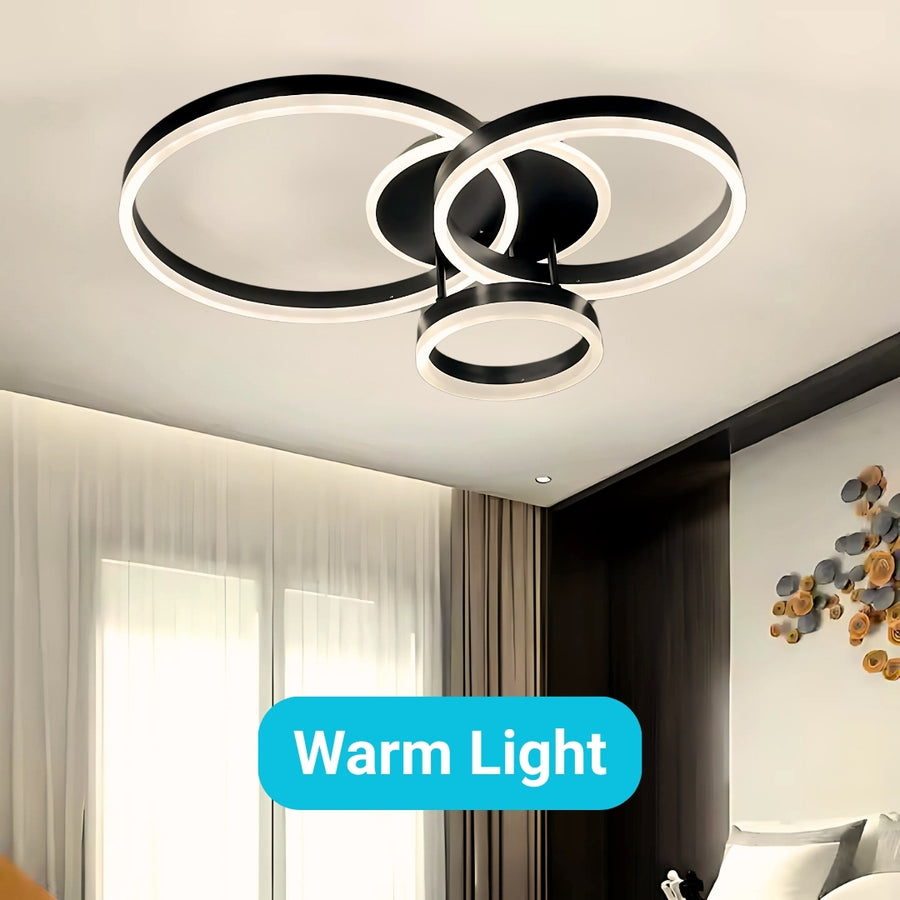 LED lustr s dálkovým ovládáním RIGA LILITH, 68W, 3 kruhy, studené/teplé/neutrální světlo, stmívatelné, černé LED lustry s dálkovým ovládáním Výchozí název Alessandro Design