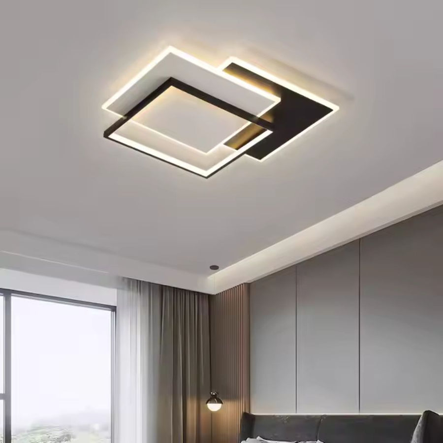 LED lustr s dálkovým ovládáním CHIARA 98W, 3 čtverce, studené/teplé/neutrální světlo, stmívatelné, černé LED lustry s dálkovým ovládáním Výchozí název Alessandro Design