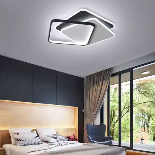 LED lustr s dálkovým ovládáním OBLICO 120W, 3 čtverce, studené/teplé/neutrální světlo, stmívatelné, černé LED lustry s dálkovým ovládáním Výchozí název Alessandro Design