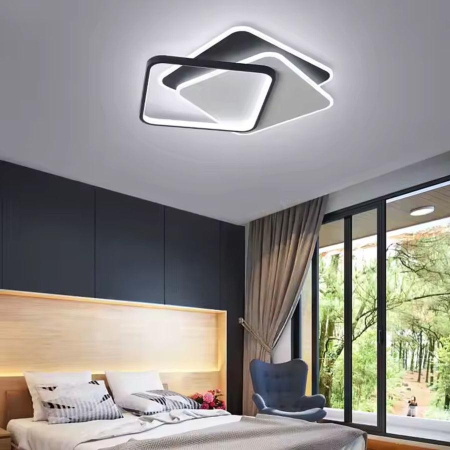 LED lustr s dálkovým ovládáním OBLICO 120W, 3 čtverce, studené/teplé/neutrální světlo, stmívatelné, černé LED lustry s dálkovým ovládáním Výchozí název Alessandro Design