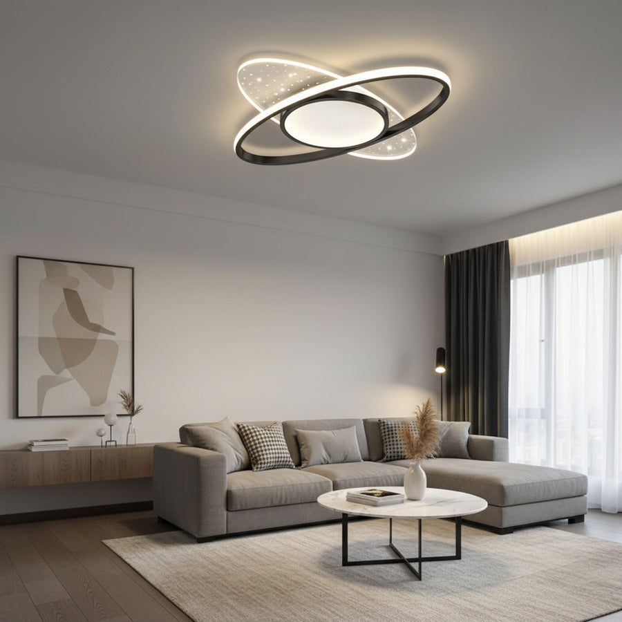 LED lustr s dálkovým ovládáním VARIO 69W, oválný, studené/teplé/neutrální světlo, stmívatelné, černé LED lustry s dálkovým ovládáním Výchozí název Alessandro Design