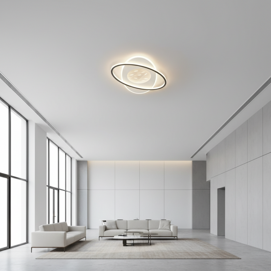 LED lustr s dálkovým ovládáním VOLTA 125W, oválný, studené/teplé/neutrální světlo, stmívatelný, černý