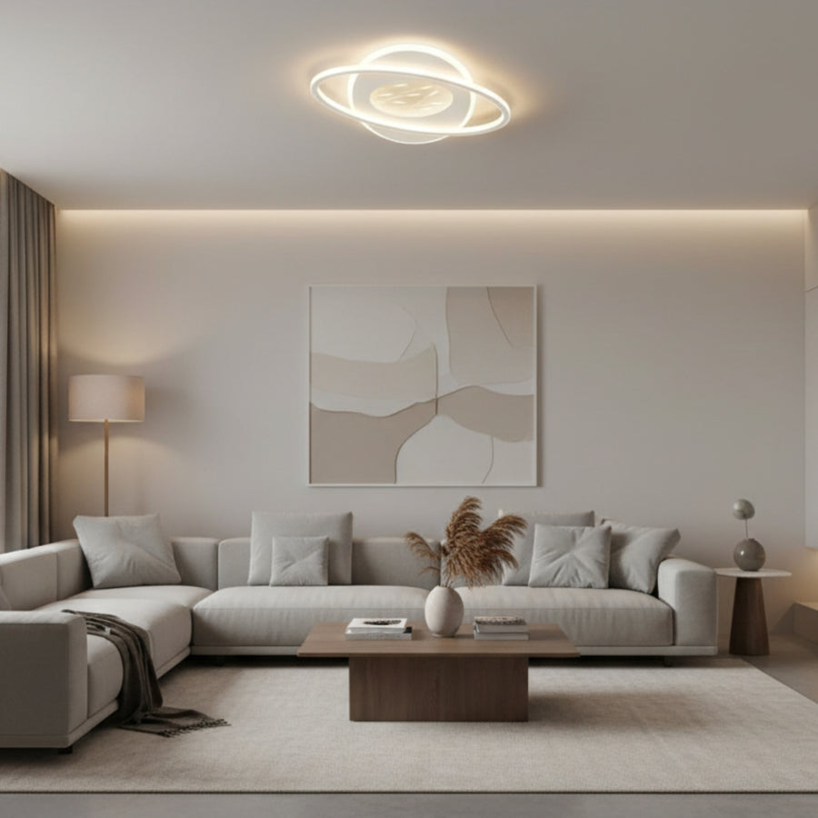 LED lustr s dálkovým ovládáním VOLTA 125W, Ovál, Studené/Teplé/Neutrální světlo, Stmívatelné, Bílý