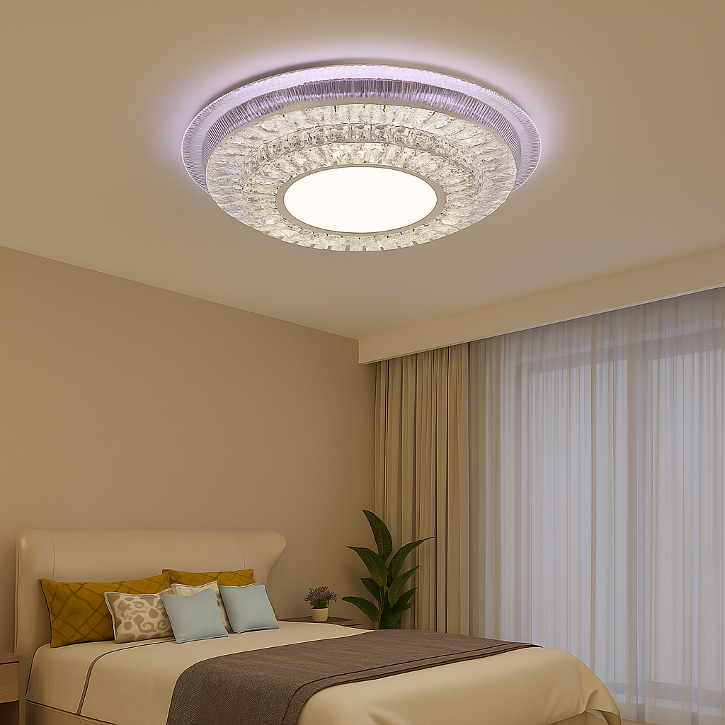 LED lustr s dálkovým ovládáním MIRALUX RGB, 62W, Modré/Studené/Neutrální/Teplé světlo, Stmívatelné, Bílý LED lustr s dálkovým ovládáním Výchozí název Alessandro Design