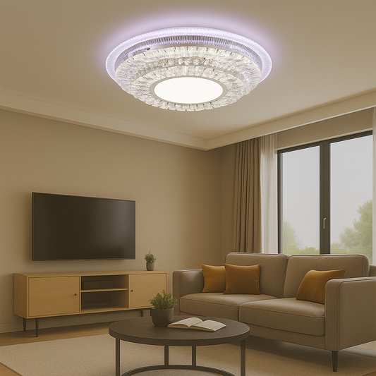 LED lustr s dálkovým ovládáním MIRALUX RGB, 62W, Modré/Studené/Neutrální/Teplé světlo, Stmívatelné, Bílý LED lustr s dálkovým ovládáním Výchozí název Alessandro Design