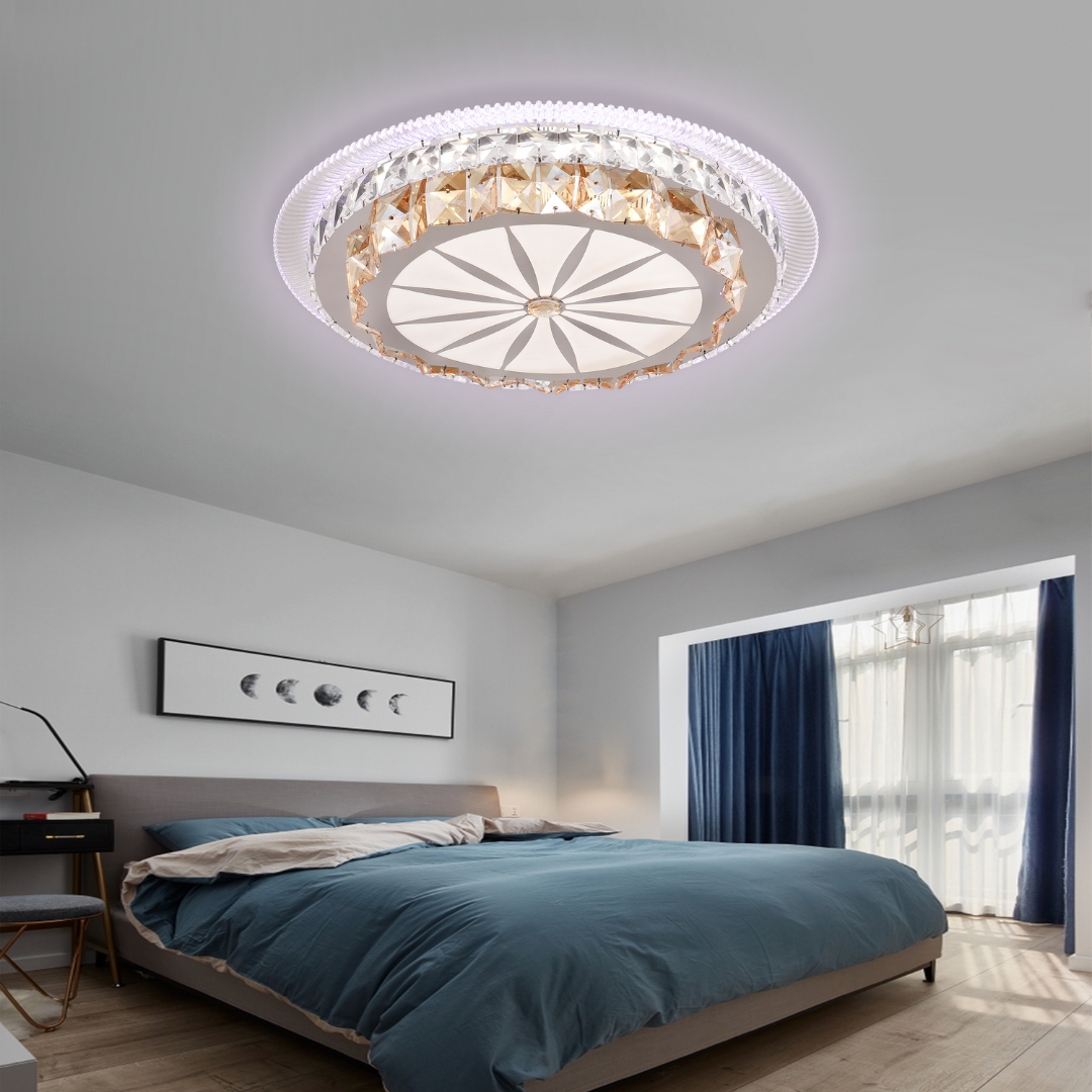 LED lustr s dálkovým ovládáním DAVIDE RGB 62W, Modré/Studené/Teplé světlo, Stmívatelné, Bílý LED lustr s dálkovým ovládáním Výchozí název Alessandro Design