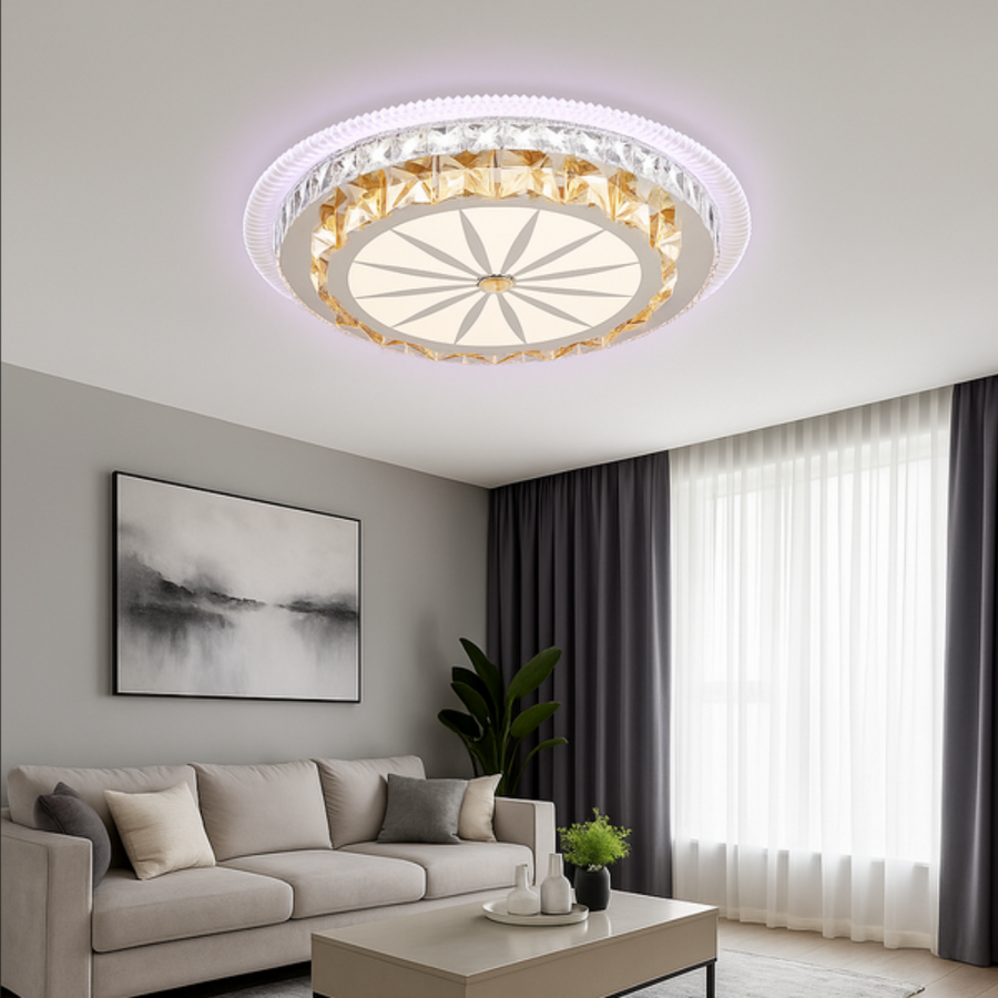LED lustr s dálkovým ovládáním DAVIDE RGB 62W, Modré/Studené/Teplé světlo, Stmívatelné, Bílý LED lustr s dálkovým ovládáním Výchozí název Alessandro Design