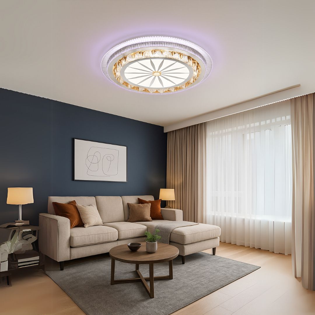 LED lustr s dálkovým ovládáním DAVIDE RGB 62W, Modré/Studené/Teplé světlo, Stmívatelné, Bílý LED lustr s dálkovým ovládáním Výchozí název Alessandro Design
