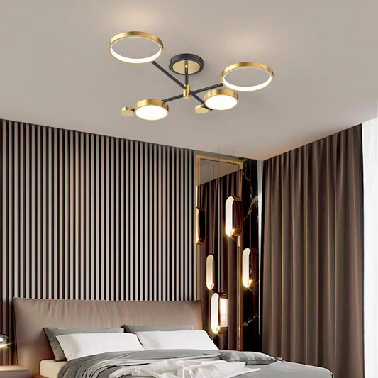 Lustra LED cu Telecomanda MARIA, 4 Elemente, 22W, Lumina Calda/Rece/Neutra, Dimabila, Auriu Lustre LED cu Telecomanda Default Title Alessandro Design