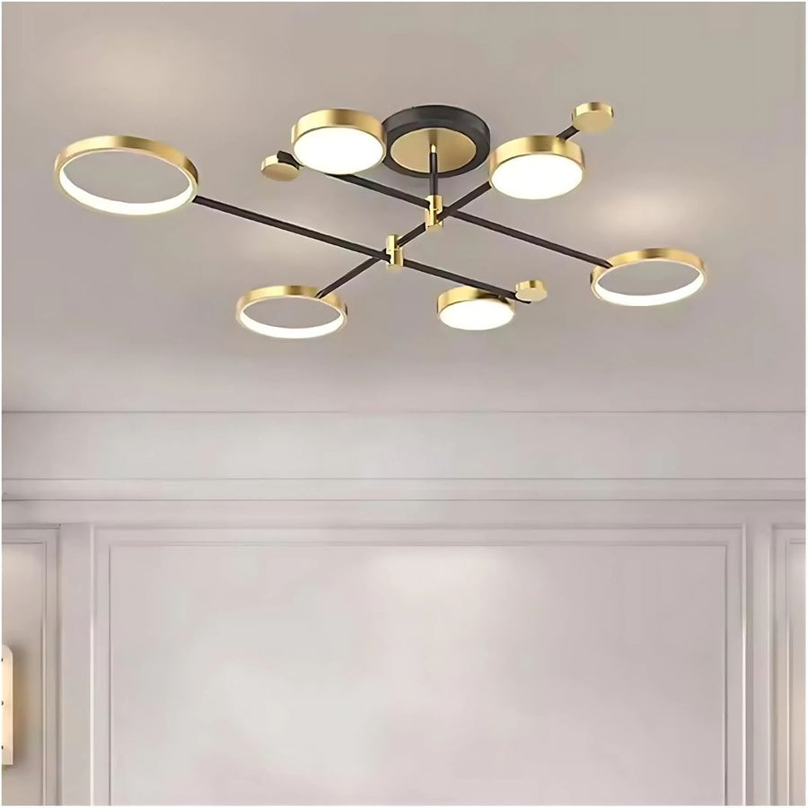 Lustra LED cu Telecomanda MARIA, 6 Elemente, 31W, Lumina Calda/Rece/Neutra 3000K/4000K/6000K, Dimabila, Auriu si Negru, Metal Lustre LED cu Telecomanda Default Title Alessandro Design