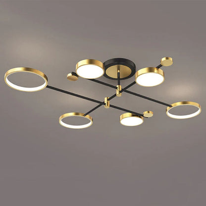 Lustra LED cu Telecomanda MARIA, 6 Elemente, 31W, Lumina Calda/Rece/Neutra 3000K/4000K/6000K, Dimabila, Auriu si Negru, Metal Lustre LED cu Telecomanda Default Title Alessandro Design