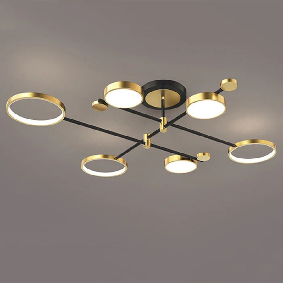 Lustra LED cu Telecomanda MARIA, 6 Elemente, 31W, Lumina Calda/Rece/Neutra 3000K/4000K/6000K, Dimabila, Auriu si Negru, Metal Lustre LED cu Telecomanda Default Title Alessandro Design