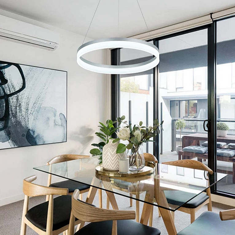 LED lustr s dálkovým ovládáním ANINA 34W, studené/teplé/neutrální světlo, stmívatelné, bílé, výškově nastavitelné LED lustry s dálkovým ovládáním Výchozí název Alessandro Design