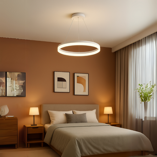 LED lustr s dálkovým ovládáním ANINA 34W, studené/teplé/neutrální světlo, stmívatelné, bílé, výškově nastavitelné LED lustry s dálkovým ovládáním Výchozí název Alessandro Design