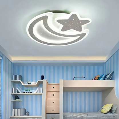 Nova LED lustr s dálkovým ovládáním, 89W, stmívatelný, ve tvaru měsíce a hvězdy, bílý LED lustr s dálkovým ovládáním Výchozí název Alessandro Design