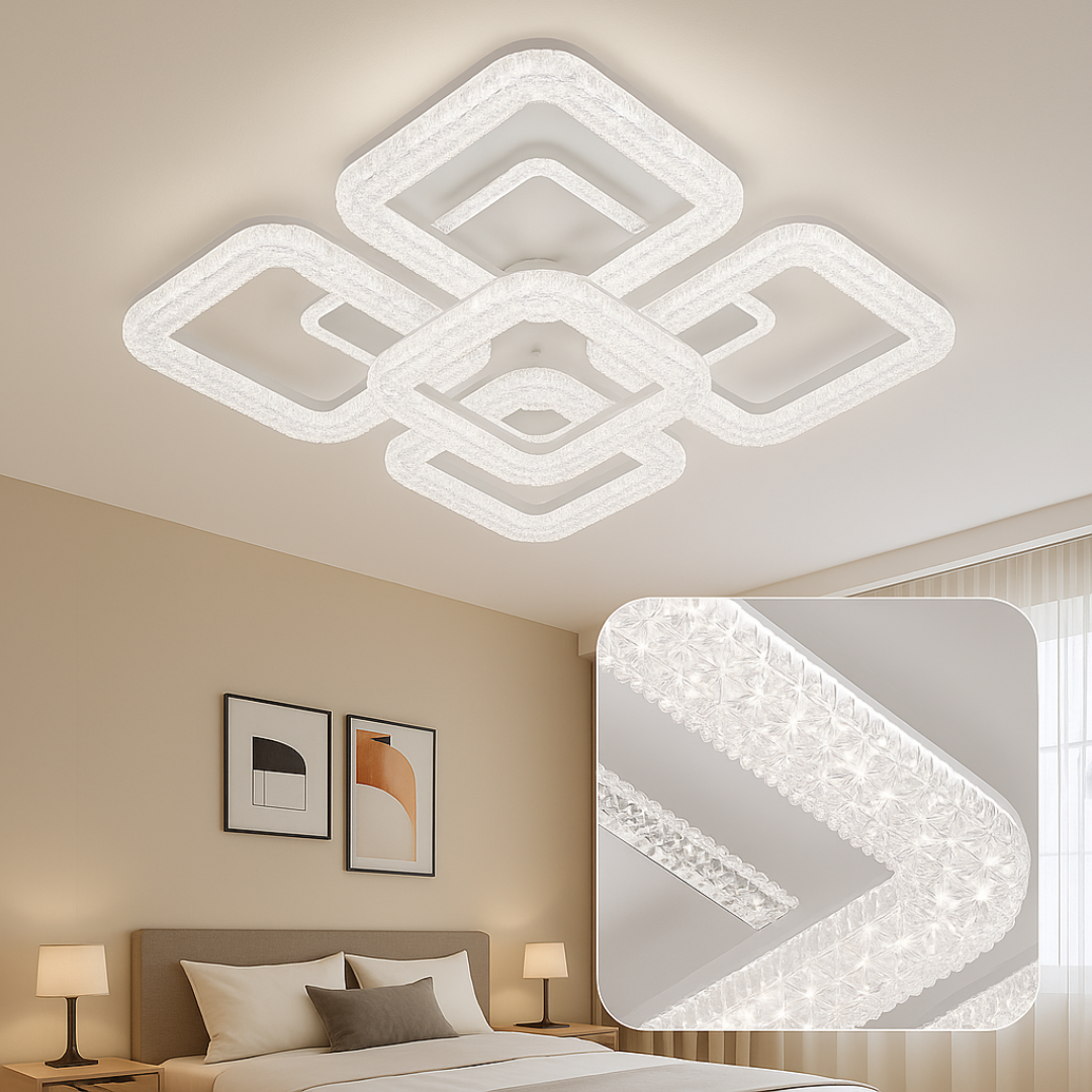 LED lustr Astrid s dálkovým ovládáním, 134W, stmívatelný, bílé LED lustry s dálkovým ovládáním Výchozí název Alessandro Design