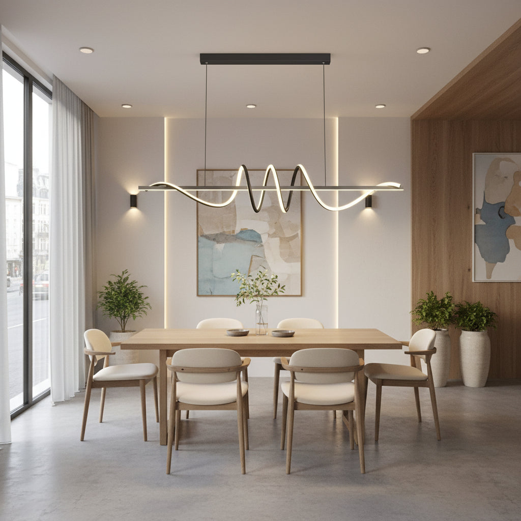 Závěsný LED lustr s dálkovým ovládáním RIBBON 64W, lineární, studené/teplé/neutrální světlo, stmívatelný, černý, výškově nastavitelné LED lustry s dálkovým ovládáním Výchozí název Alessandro Design