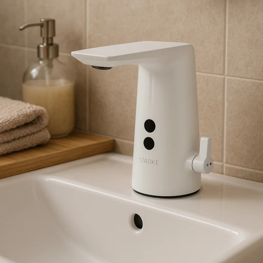 Dřezová baterie se senzorem, sanitární mosaz, bílá, RW-190WH Koupelnové baterie Výchozí název Alessandro Design