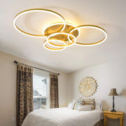 Lustra LED cu Telecomanda RINOVA, 4 cercuri, 112W, Lumina Calda/Rece/Neutra, Dimabila, Auriu Lustre LED cu Telecomanda Default Title Alessandro Design