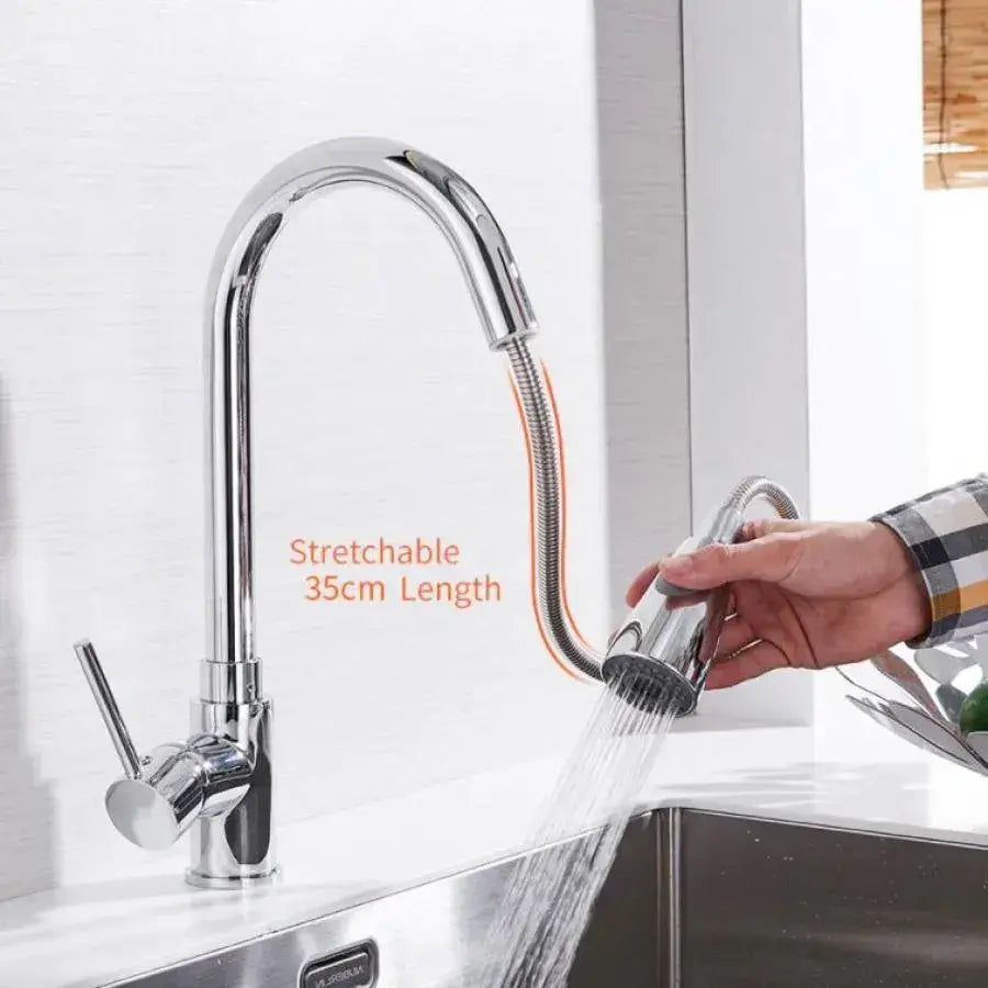 Kuchyňská baterie s výsuvnou sprchou, dotyková baterie pro zapnutí/vypnutí, SUS304 Nerezová ocel, Chrome, CF/TOUCH/1 Kuchyňské baterie Výchozí název Alessandro Design