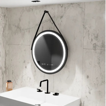 LED kulaté zrcadlo, 60 cm, Celeste Majeste Noir Eleve MotionGlow Marcello, systém odmlžování, hodiny a teploměr, stmívatelná zrcátka Marcello Výchozí název Alessandro Design