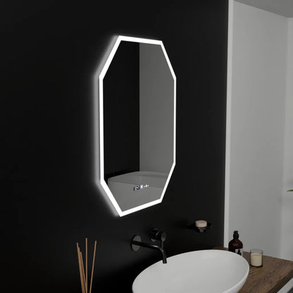 Polygonové LED zrcadlo, 60X80cm, Hexaluce Marcello MotionGlow Sensor, De-fogging System, Clock & Teploměr, Dimabila Marcello Mirrors Výchozí název Alessandro Design