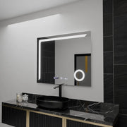 Obdélníkové LED zrcadlo, 100x80cm, Precision MotionGlow Marcello, Systém odmlžování, Hodiny & Teploměr, Kosmetická lupa, Stmívatelná zrcátka Marcello Výchozí název Alessandro Design
