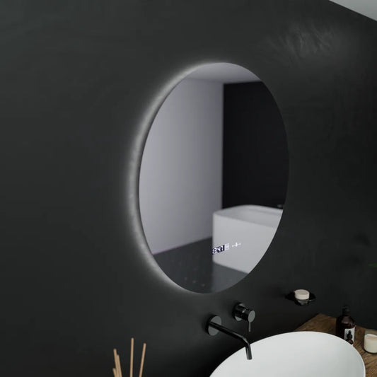 LED kulaté zrcadlo, 60 cm, Serenite MotionGlow Marcello, systém odmlžování, hodiny a teploměr, stmívatelná zrcátka Marcello Výchozí název Alessandro Design