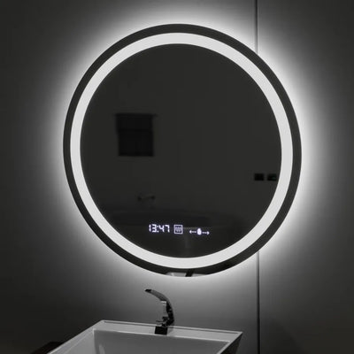Zrcadlové kulaté LED LED 80 cm Celeste Motionglow Marcello Dimable Clock Dezoring System